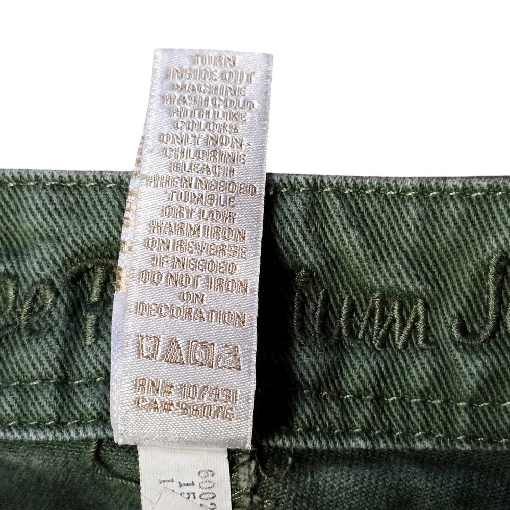 Justice Girls Green Camo Denim Shorts Rhinestone Embellished Raw‎ Hem 7 2013